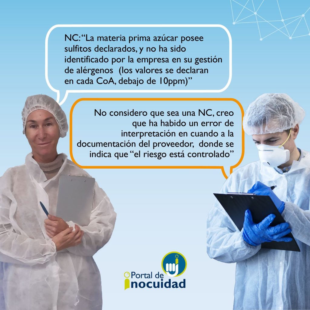 "La materia prima azúcar posee sulfitos declarados..."