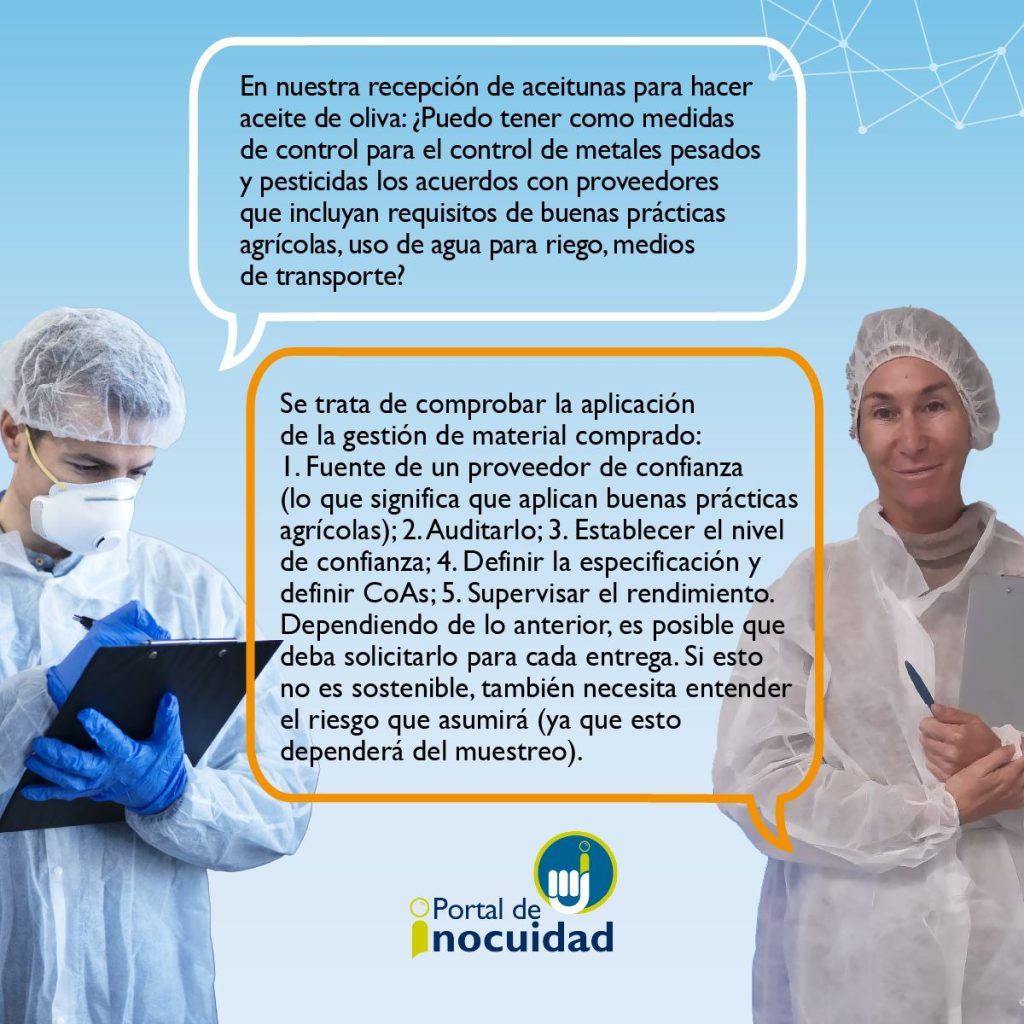 "¿Puedo tener como medidas de control para el control de metales pesados...?"